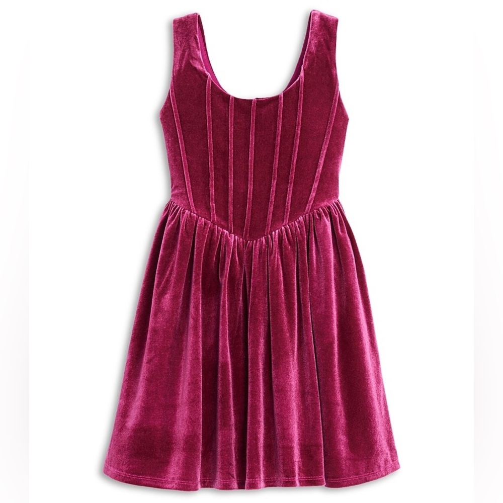 New - Aqua Girls' Velvet Corset Dress - Big Kid